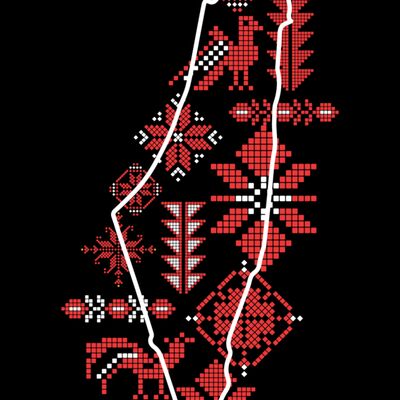 Palestine Map tatreez RED Thumbnail