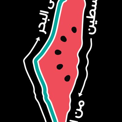 Palestine from the river on black Thumbnail